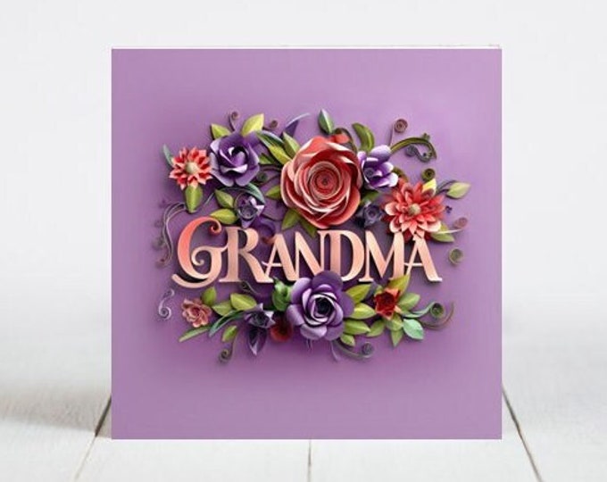 Grandma Tile, Grandma Decorative Tile, Grandma Coaster Gift, Grandma Decor, Grandma Gift, Grandma Gift Idea, 3D Floral Tile