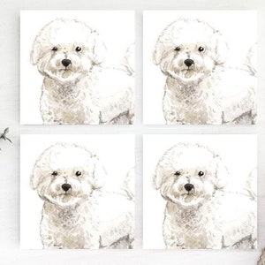 Bichon Frise Coasters, Set of 4 Coasters, Bichon Frise Decorative Tile, Bichon Frise Coaster Gift, Bichon Frise Drink Coasters