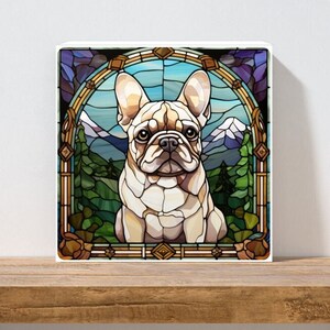 French Bulldog Wall Art, French Bulldog Wood Sign, French Bulldog Home Decor, French Bulldog Gift, Faux Stained-Glass French Bulldog Art