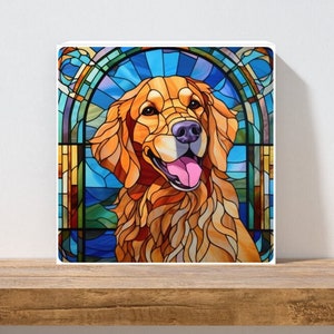Golden Retriever Wall Art, Golden Retriever Wood Sign, Golden Retriever Home Decor, Golden Retriever Gift, Faux Stained-Glass Dog Art