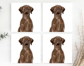 Chocolate Labrador Coasters, Labrador Coaster Set, Labrador Drink Coasters