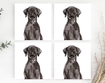 Black Lab Coasters, Black Labrador Coaster Set, Black Lab Coaster Gift, Black Labrador Drink Coasters, Black Lab Owner Gift