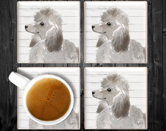 Poodle Coasters, Poodle Coaster Set, Poodle Coaster Gift, Poodle Drink Coasters