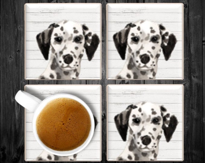 Dalmatian Coasters, Dalmatian Coaster Set, Dalmatian Coaster Gift, Dalmatian Drink Coasters