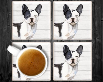 French Bulldog Coasters, French Bulldog Coaster Set, French Bulldog Coaster Gift, French Bulldog Drink Coasters