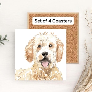 Goldendoodle Coaster, Goldendoodle Drink Coasters, Goldendoodle Coaster  Set, Doodle Coasters, Doodle Gift