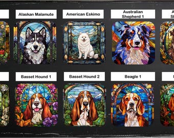 Dog Magnets | Faux Stained-Glass Refrigerator Magnets | Dog Lover Gift | Unique Dog Decor | Gift for Dog Lovers | Pet Fridge Decor