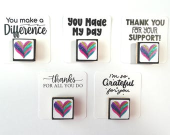 Thank You Heart Magnet Gifts for Teachers & Staff, Bulk Appreciation Gifts, Kindness, Encouragement and Recognition Magnet Gift