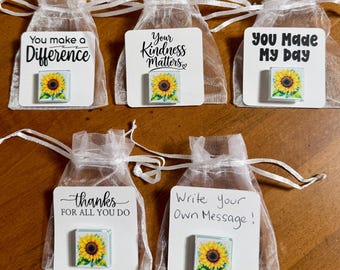 Sunflower Magnet Cards, Appreciation Gifts, Thank You Gifts, Teacher Coworker Volunteer Recognition, Kindness Gift