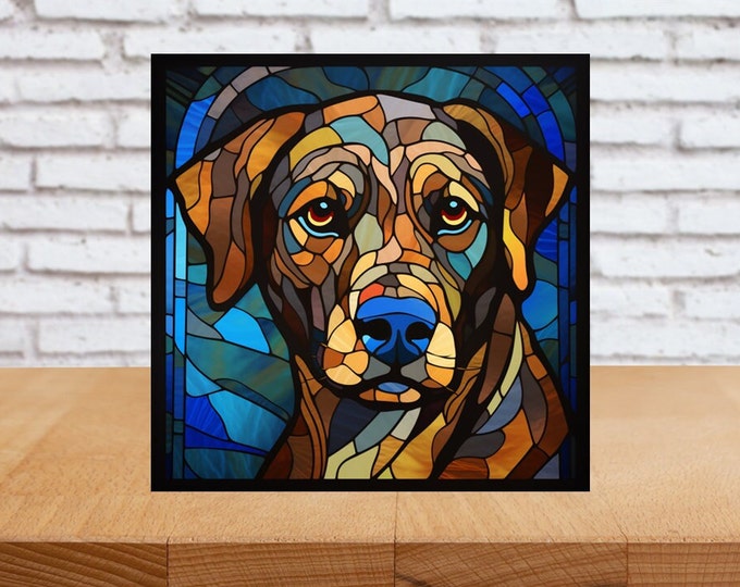 Chocolate Lab Wall Art, Chocolate Lab Wood Sign, Labrador Sign, Chocolate Lab Home Decor, Chocolate Lab Gift, Faux Stained-Glass Art