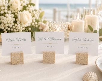 Wedding Place Card Holder | Natural Travertine Stone Escort Card Holder | Neutral Wedding Decor | Reusable Photo Holder