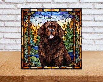 Newfoundland Dog Wall Art, Newfoundland Sign, Newfoundland Home Decor, Newfoundland Gift, Newfoundland Art, Faux Stained-Glass Art