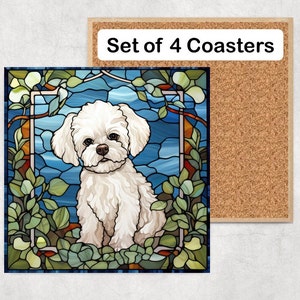 Bichon Frise Coasters, Bichon Frise Coaster Set, Bichon Frise Coaster Gift, Bichon Frise Drink Coasters, Bichon Frise Owner Gift