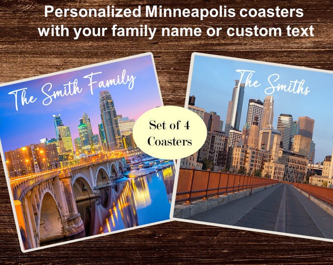 Personalized Minneapolis Coasters, Customized Minneapolis Coasters, Custom Minneapolis Coasters, Minneapolis Coasters Personalized