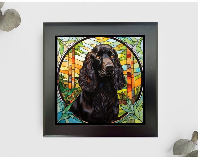 Cocker Spaniel Jewelry or Keepsake Box, Cocker Spaniel Memory Box, Cocker Spaniel Pet Loss Gift, Cocker Spaniel Gift, Faux Stained Glass