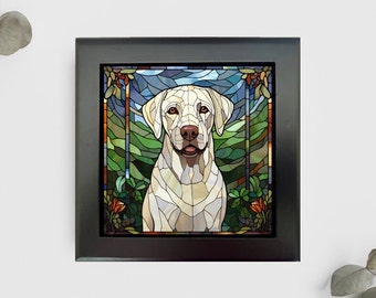 Yellow Lab Jewelry or Keepsake Box, White Lab Memory Box, Yellow Labrador Decorative Box, Pet Loss Gift, Yellow Lab Gift