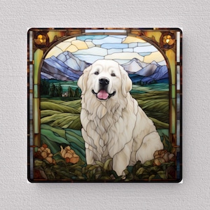 Great Pyrenees Wall Art, Great Pyrenees Sign, Great Pyrenees Home Decor, Great Pyrenees Gift, Great Pyrenees Art, Faux Stained-Glass Art