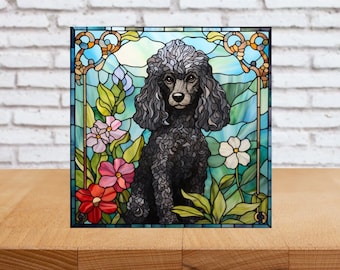 Poodle Wall Art, Poodle Decorative Art, Poodle Sign, Poodle Home Decor, Poodle Gift, Faux Stained-Glass Poodle Art
