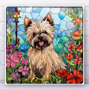 Cairn Terrier Wall Art, Cairn Terrier Art, Cairn Terrier Sign, Cairn Terrier Decor, Cairn Terrier Gift, Faux Stained-Glass Art
