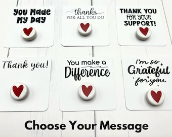 Thank You Heart Magnet Gifts for Teachers & Staff, Appreciation Heart Magnets, Bulk Employee Thank You Gifts