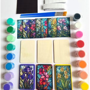 DIY Flower Magnet Painting Kit with Glitter Cardstock, Create Your Own Flower Magnets, DIY Craft Kit, Craft Party Painting Kit – adult craft kit