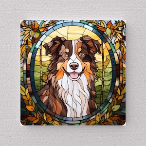 Australian Shepherd Wall Art, Australian Shepherd Sign, Australian Shepherd Home Decor, Australian Shepherd Art, Faux Stained-Glass Art