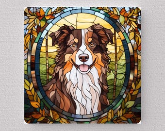 Australian Shepherd Wall Art, Australian Shepherd Sign, Australian Shepherd Home Decor, Australian Shepherd Art, Faux Stained-Glass Art