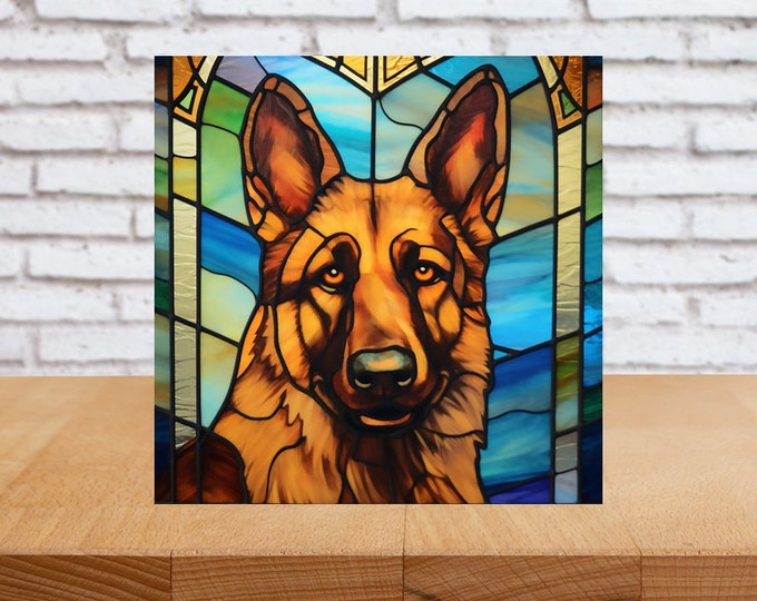 German Shepherd Wall Art, German Shepherd Sign, German Shepherd Home Decor, German Shepherd Gift, Faux Stained-Glass German Shepherd Art