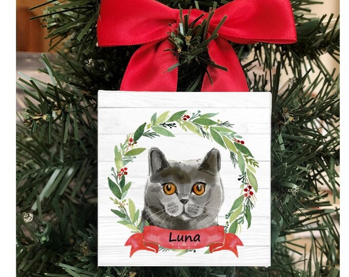 Cat Ornament, Personalized Cat Ornament, Personalized Cat Christmas Ornament, Cat Personalized Ornament, Cat Ornament Gift, British Shorthai