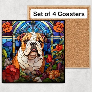 Bulldog Coasters, Bulldog Coaster Set, Bulldog Coaster Gift, Bulldog Drink Coasters, Bulldog Owner Gift