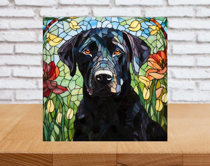 Black Lab Wall Art, Black Lab Wood Sign, Black Lab Sign, Black Lab Home Decor, Black Lab Gift, Black Lab Gift, Faux Stained-Glass Lab Art
