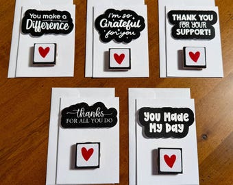 Thank You Heart Magnet Card Gifts with Envelope, Teacher Staff Appreciation Gifts, Employee Volunteer Thank You Gifts