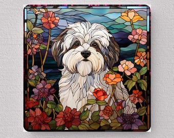 Havanese Wall Art, Havanese Sign, Havanese Home Decor, Havanese Gift, Havanese Art, Faux Stained-Glass Art