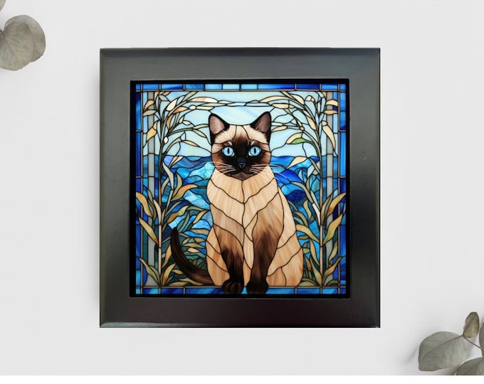 Siamese Cat Jewelry or Keepsake Box, Siamese Cat Photo Memory Box, Siamese Cat Decorative Box, Pet Loss Gift, Siamese Cat Gift