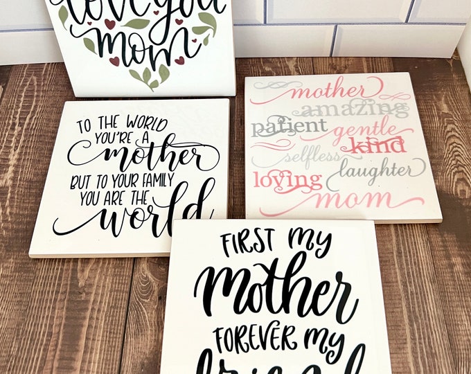 Mother's Day Coasters, Mother's Day Coaster Set, Mother's Day Gift, Mother's Day Drink Coasters