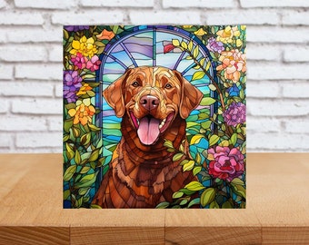 Chesapeake Bay Retriever Art, Chesapeake Bay Retriever Sign, Chesapeake Retriever Decor, Chesapeake Retriever Gift, Faux Stained-Glass Art