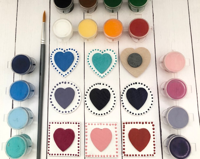 DIY Heart Magnet Painting Kit, Create Your Own Heart Magnets, 9 DIY Heart Magnets, DIY Heart Craft Kit