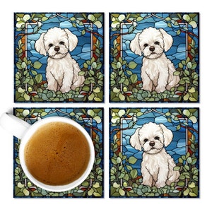 Bichon Frise Coasters, Bichon Frise Coaster Set, Bichon Frise Coaster Gift, Bichon Frise Drink Coasters, Bichon Frise Owner Gift