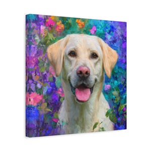 Yellow Labrador Retriever Wall Art - Vibrant Impasto Style Matte Canvas - Square Pet Portrait in Sizes from 6&quot; to 24&quot; - Gift for Dog Lovers