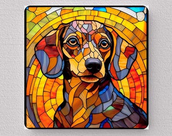 Dachshund Wall Art, Dachshund Sign, Dachshund Home Decor, Dachshund Gift, Dachshund Art, Faux Stained-Glass Art