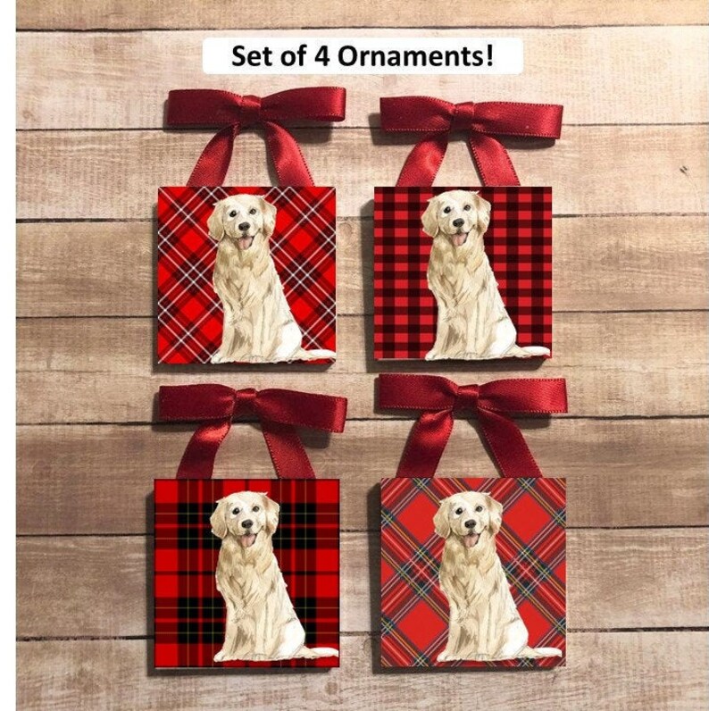 Dog Ornament set of 4 Dog Ornaments Golden Retriever Christmas Gift Golden Retriever Ornaments