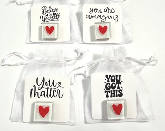 Inspirational Heart Magnet Gifts for Teachers & Staff, Bulk Appreciation Gifts, You Matter Encouragement Cards