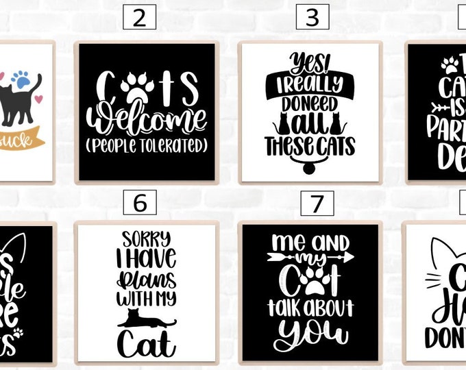 Funny Cat Coasters, Funny Cat Coaster Gift, Mix and Match Set of Funny Cat Drink Coasters, Cat Humor Coasters, Funny Cat Lover Gift
