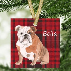 Bulldog Glass Ornament, Personalized English Bulldog Ornament, Personalized English Bulldog Christmas Ornament, English Bulldog Gift