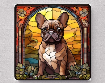 French Bulldog Wall Art, Frenchie Sign, French Bulldog Home Decor, French Bulldog Gift, French Bulldog Art, Faux Stained-Glass Art