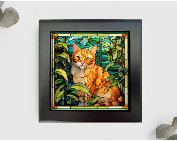 Orange Tabby Cat Jewelry or Keepsake Box, Orange Tabby Cat Photo Memory Box, Tabby Cat Decorative Box, Pet Loss Gift, Orange Tabby Cat Gift