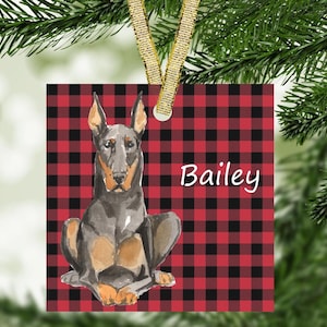 Doberman Glass Ornament, Personalized Doberman Ornament, Personalized Doberman Christmas Ornament, Doberman Personalized Ornament