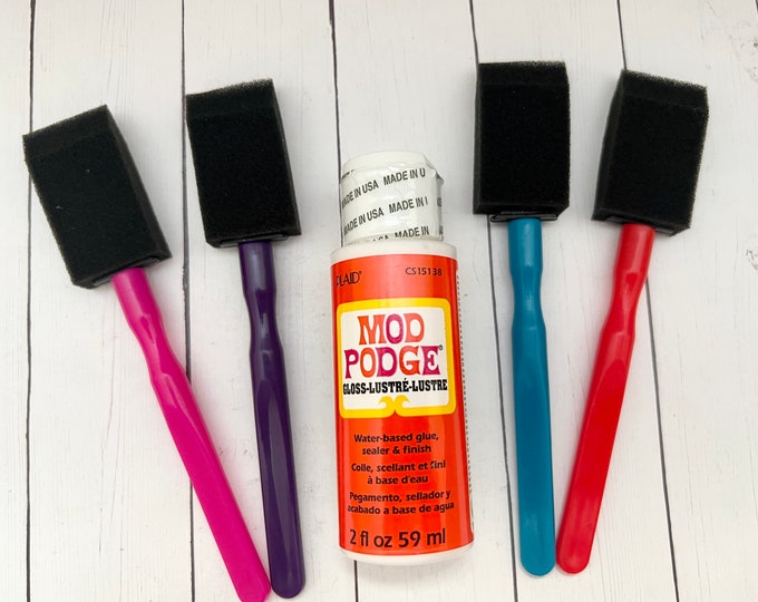 Mod Podge 2oz Gloss Formula and 2-4 Foam Brushes, All in One Glue Sealer and Finish, Mod Podge for Decoupage, Mod Podge for Arts and Crafts