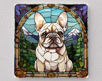 French Bulldog Wall Art, Frenchie Sign, French Bulldog Home Decor, French Bulldog Gift, French Bulldog Art, Faux Stained-Glass Art