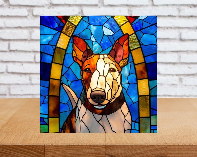 Bull Terrier Wall Art, Bull Terrier Decorative Art, Bull Terrier Sign, Bull Terrier Home Decor, Bull Terrier Gift, Faux Stained-Glass Art